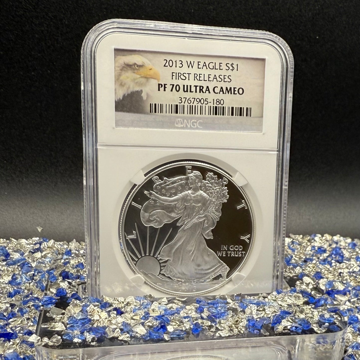 Proof 2013 (W) $1 American Silver Eagle NGC PF70UC First Releases Eagle Label White Holder (1 of 5,212)