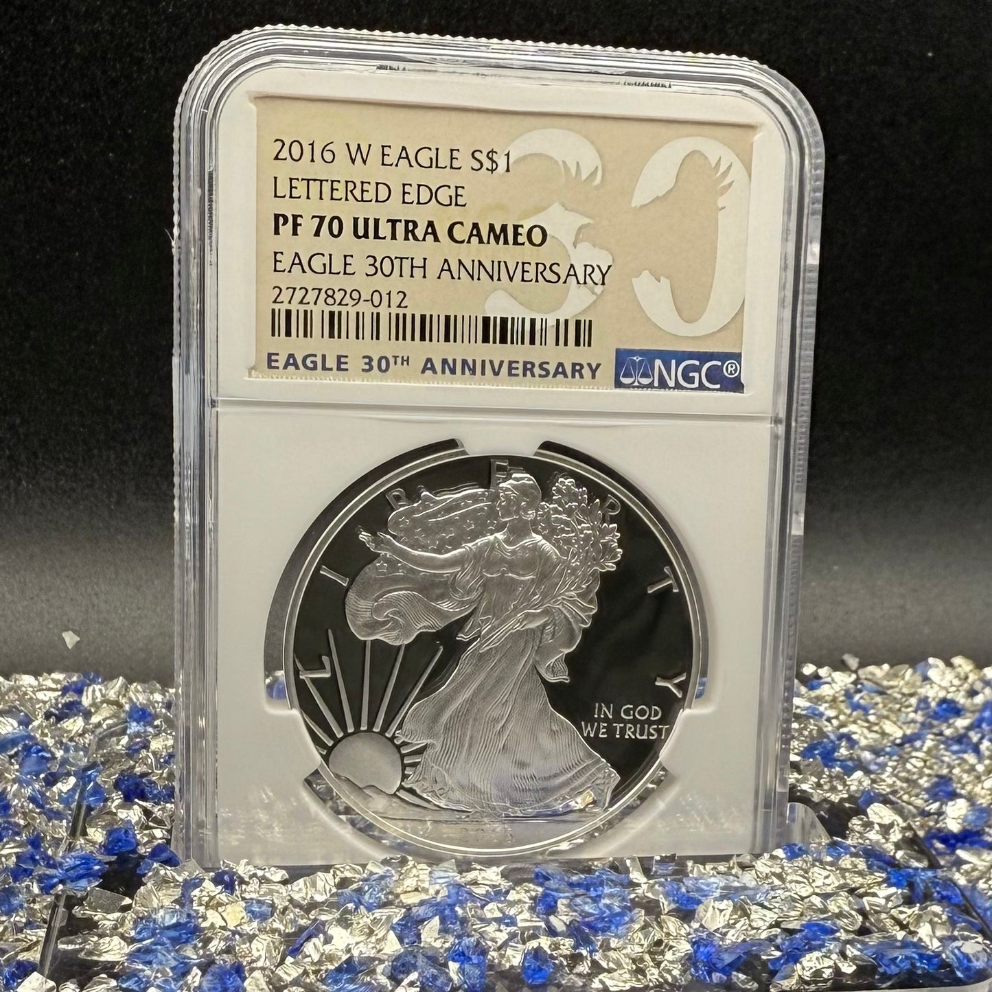 Proof 2016 (W) $1 American Silver Eagle NGC PF70UC Brown Eagle Lettered Edge 30th Anniversary Label White Holder Mint Condition