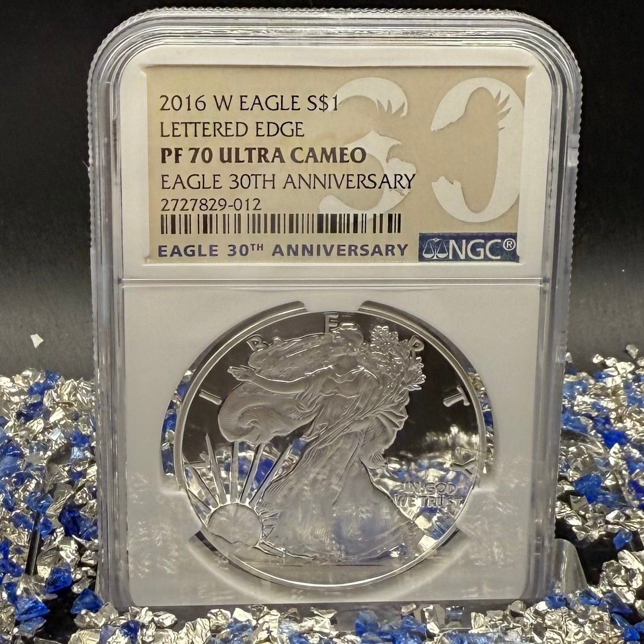 Proof 2016 (W) $1 American Silver Eagle NGC PF70UC Brown Eagle Lettered Edge 30th Anniversary Label White Holder Mint Condition