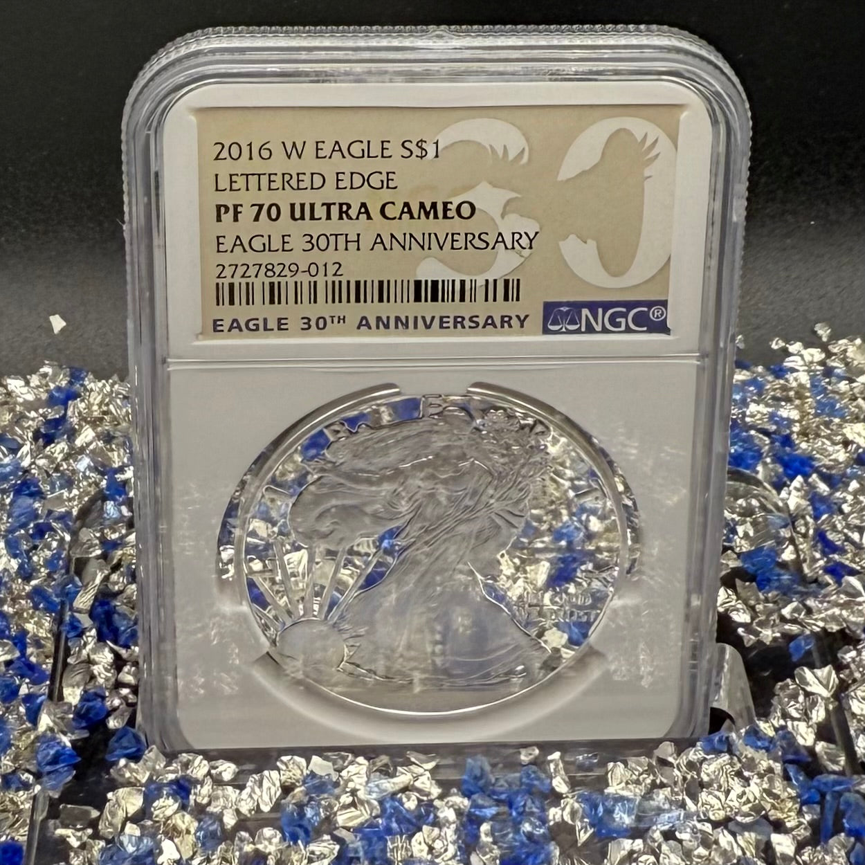 Proof 2016 (W) $1 American Silver Eagle NGC PF70UC Brown Eagle Lettered Edge 30th Anniversary Label White Holder Mint Condition