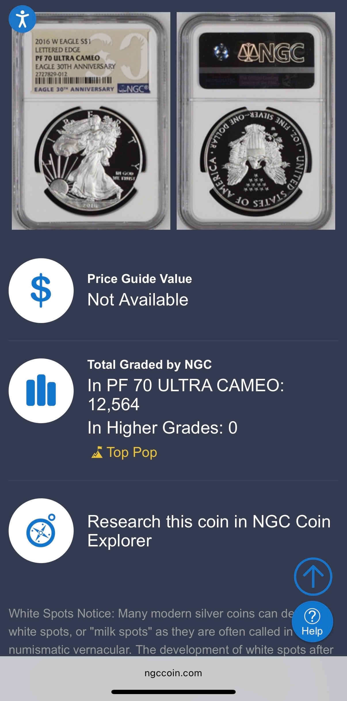 Proof 2016 (W) $1 American Silver Eagle NGC PF70UC Brown Eagle Lettered Edge 30th Anniversary Label White Holder Mint Condition