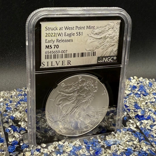 2022 $1 American Silver Eagle NGC MS70 Early Releases Silver Label in Black Holder Rare 1 of 8,163
