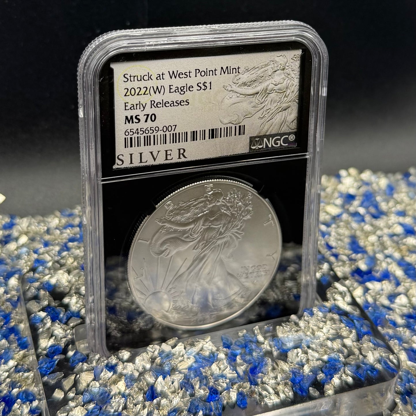 2022 $1 American Silver Eagle NGC MS70 Early Releases Silver Label in Black Holder Rare 1 of 8,163