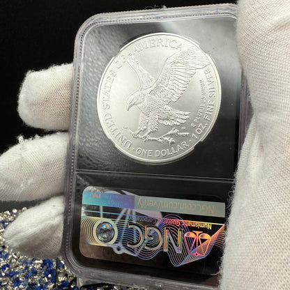 2022 $1 American Silver Eagle NGC MS70 Early Releases Silver Label in Black Holder Rare 1 of 8,163