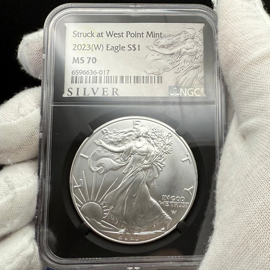 2023 $1 American Silver Eagle NGC MS70 Business Strike Silver Label in Black Holder Rare 1 of 3,322 Mint!