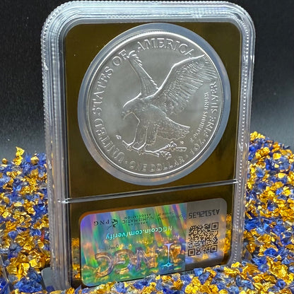 2025 $1 American Silver Eagle NGC MS70 Early Releases Vegas Label Gold Foil Rare 1 of 2,000 Mint