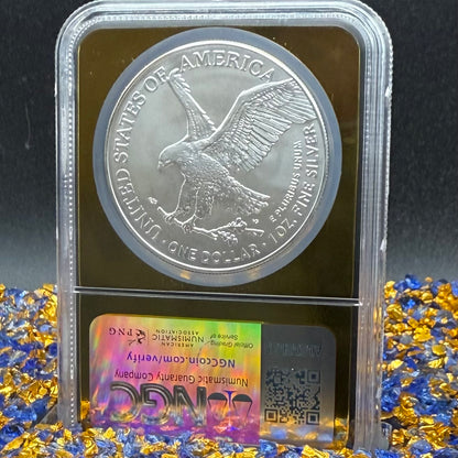 2025 $1 American Silver Eagle NGC MS70 Early Releases Vegas Label Gold Foil Rare 1 of 2,000 Mint