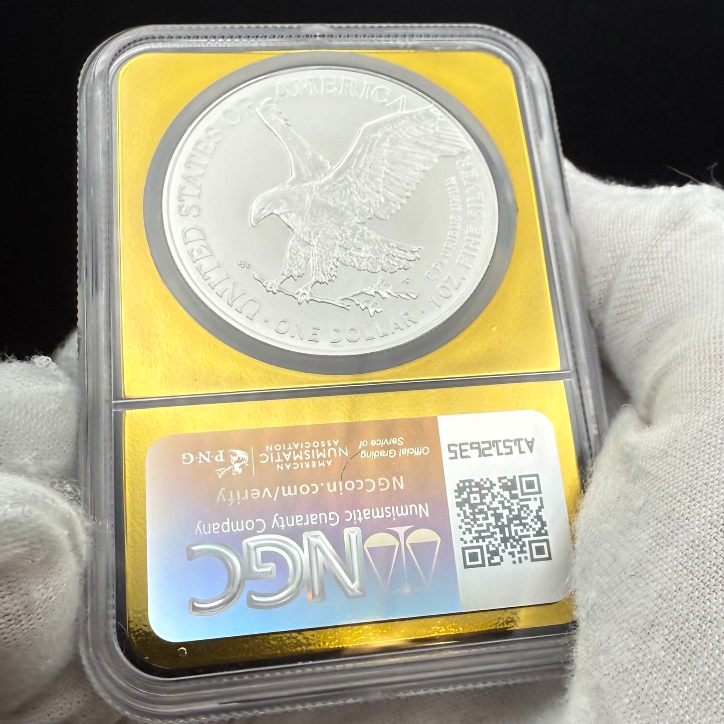 2025 $1 American Silver Eagle NGC MS70 Early Releases Vegas Label Gold Foil Rare 1 of 2,000 Mint