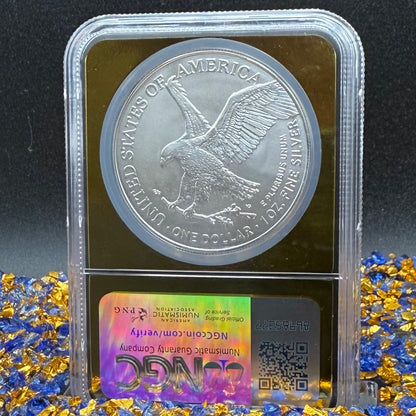 2025 $1 American Silver Eagle NGC MS70 Early Releases Vegas Label Gold Foil Rare 1 of 2,000 Mint