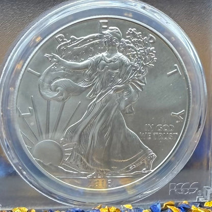 2016 $1 (W) American Silver Eagle PCGS MS70 First Day of Issue Gold Foil Label (Rare 1 of 300)