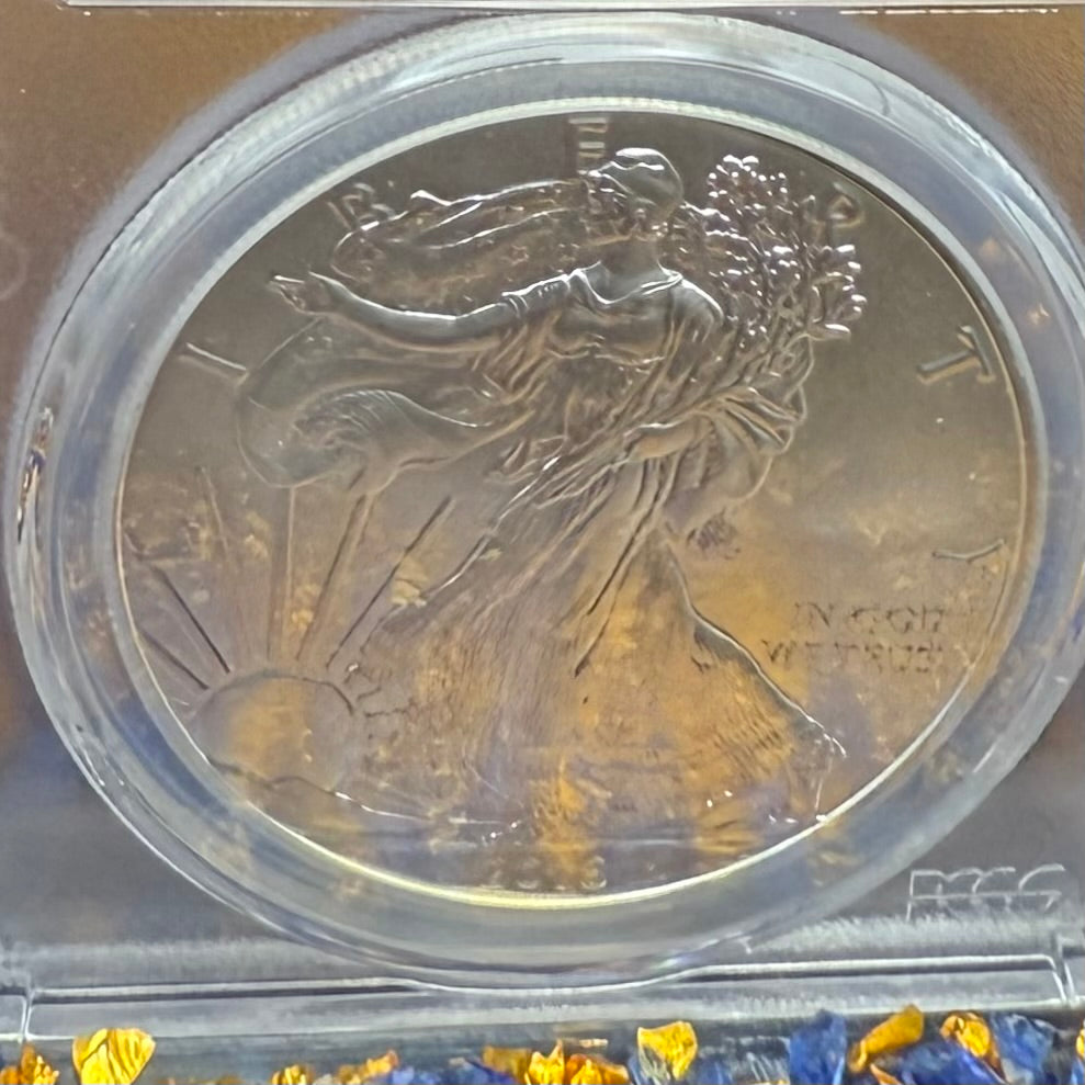 2016 $1 (W) American Silver Eagle PCGS MS70 First Day of Issue Gold Foil Label (Rare 1 of 300)