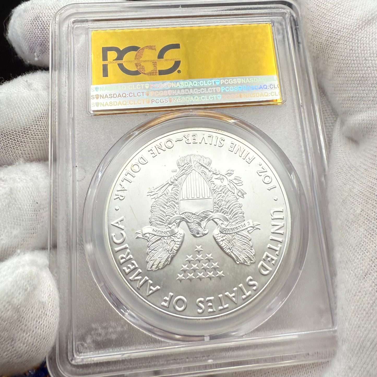 2016 $1 (W) American Silver Eagle PCGS MS70 First Day of Issue Gold Foil Label (Rare 1 of 300)