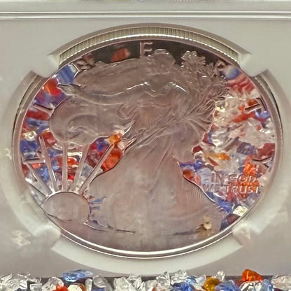 Proof 2021 (W) $1 American Silver Eagle NGC PF70UC T-1 Heraldic Eagle American Flag Enshrouded in White Core (1 of 5,344)