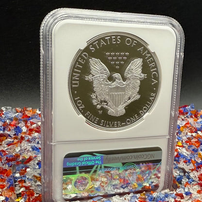 Proof 2021 (W) $1 American Silver Eagle NGC PF70UC T-1 Heraldic Eagle American Flag Enshrouded in White Core (1 of 5,344)