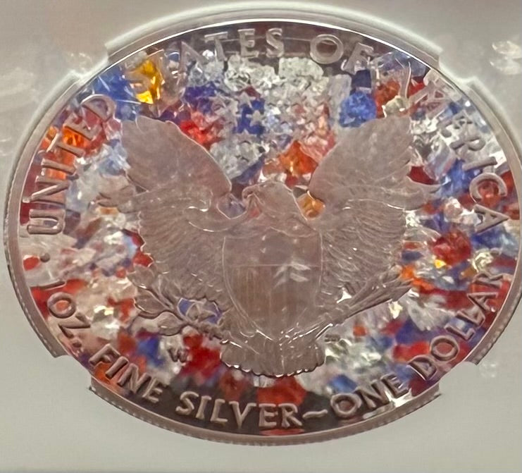 Proof 2021 (W) $1 American Silver Eagle NGC PF70UC T-1 Heraldic Eagle American Flag Enshrouded in White Core (1 of 5,344)