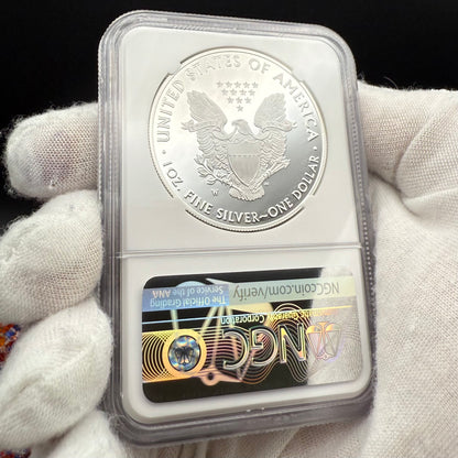 Proof 2021 (W) $1 American Silver Eagle NGC PF70UC T-1 Heraldic Eagle American Flag Enshrouded in White Core (1 of 5,344)