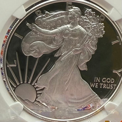 Proof 2021 (W) $1 American Silver Eagle NGC PF70UC T-1 Purple Heart Label White Core (1 of 5,344)