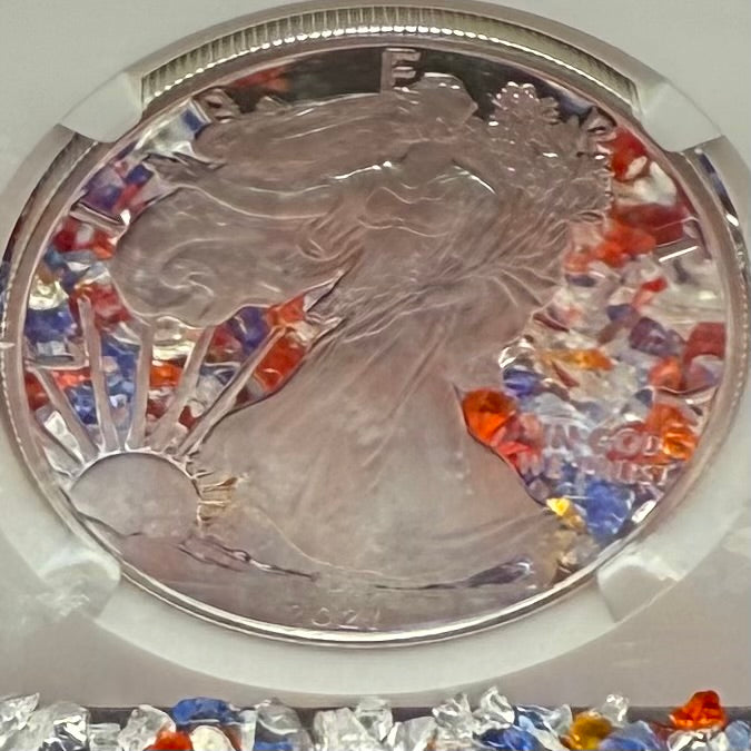 Proof 2021 (W) $1 American Silver Eagle NGC PF70UC T-1 Purple Heart Label White Core (1 of 5,344)