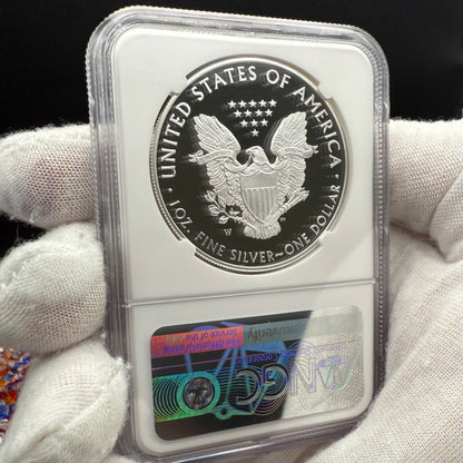 Proof 2021 (W) $1 American Silver Eagle NGC PF70UC T-1 Purple Heart Label White Core (1 of 5,344)