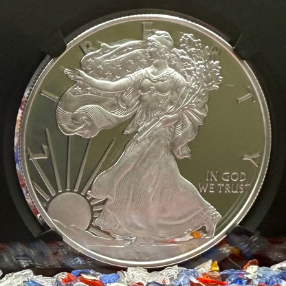 Proof 2021 (W) $1 American Silver Eagle NGC PF70UC T-1 Purple Heart Label Black Core (1 of 5,344)