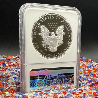 Proof 2021 (W) $1 American Silver Eagle NGC PF70UC T-1 Purple Heart Label White Core (1 of 5,344)
