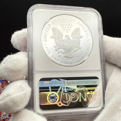 Proof 2021 (W) $1 American Silver Eagle NGC PF70UC T-1 Purple Heart Label White Core (1 of 5,344)