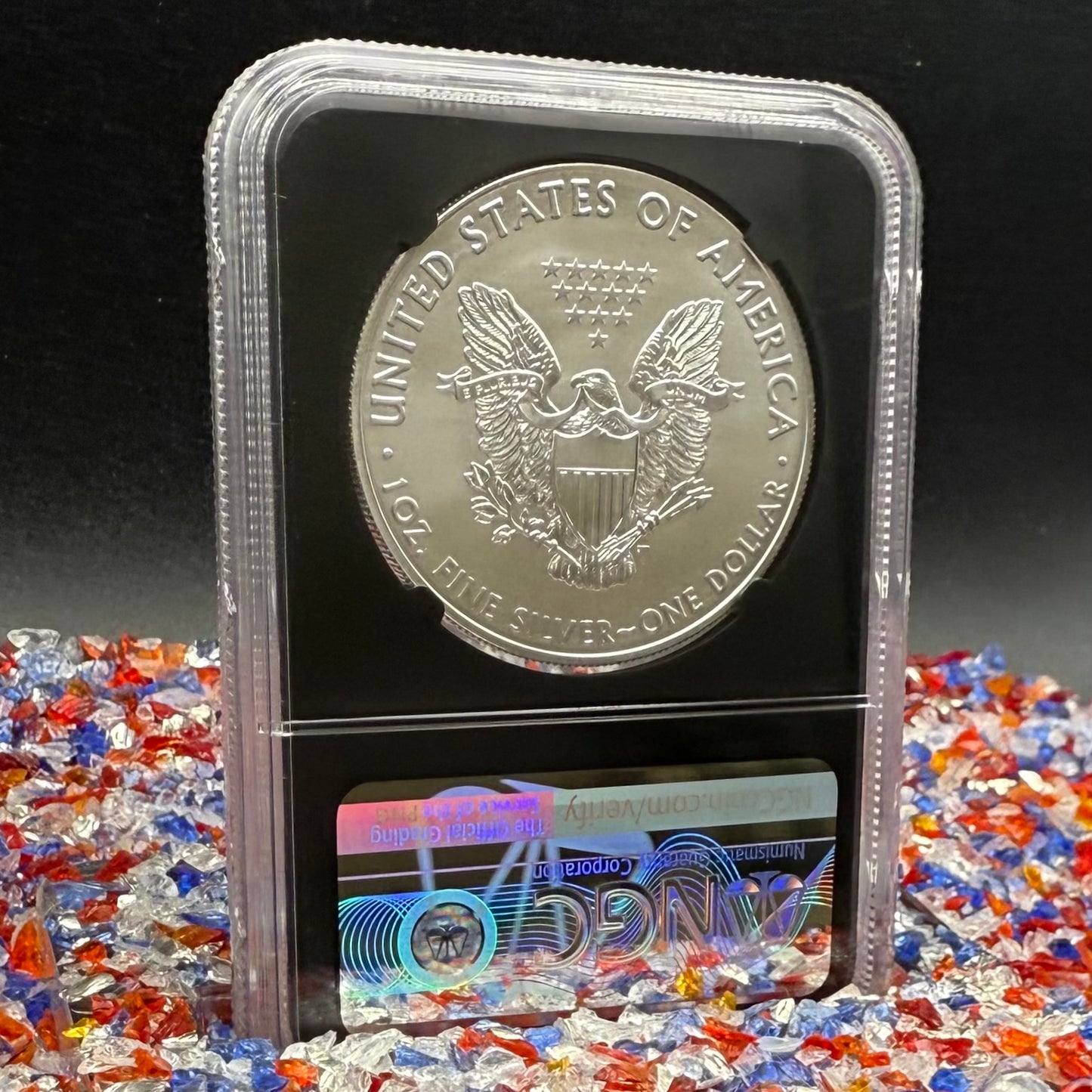 2018 $1 American Silver Eagle NGC MS70 Early Releases Purple Heart Black Holder Rare 1 of 3,360 Mint