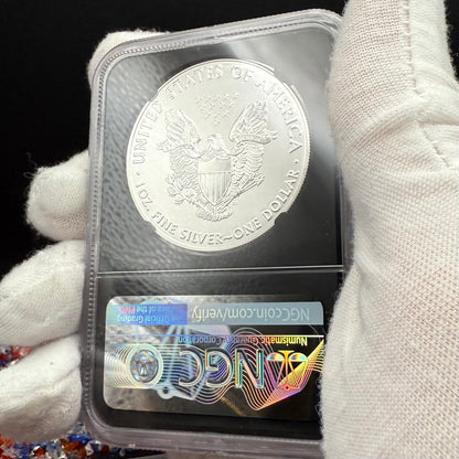 2018 $1 American Silver Eagle NGC MS70 Early Releases Purple Heart Black Holder Rare 1 of 3,360 Mint