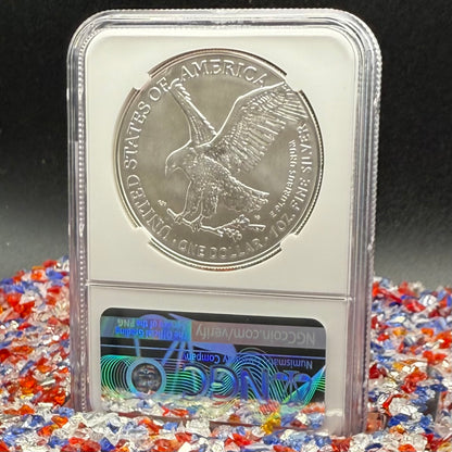 2023 $1 American Silver Eagle NGC MS70 Early Releases Liberty Coin Act Ronald Reagan Signature American Flag Mint Condition (Rare 1 of 9561)