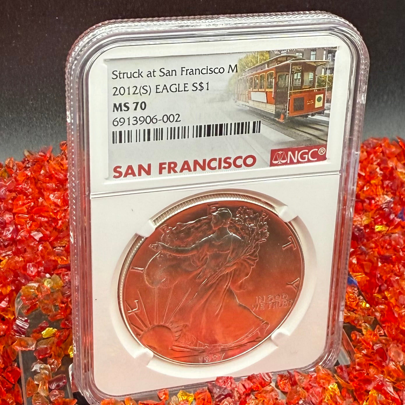 1987 (S) $1 American Silver Eagle NGC MS70 Trolley Label - NGC Label Error One of a Kind (1 of 1)