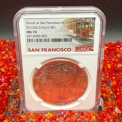 1987 (S) $1 American Silver Eagle NGC MS70 Trolley Label - NGC Label Error One of a Kind (1 of 1)