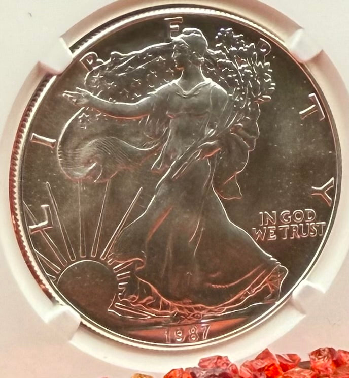 1987 (S) $1 American Silver Eagle NGC MS70 Trolley Label - NGC Label Error One of a Kind (1 of 1)