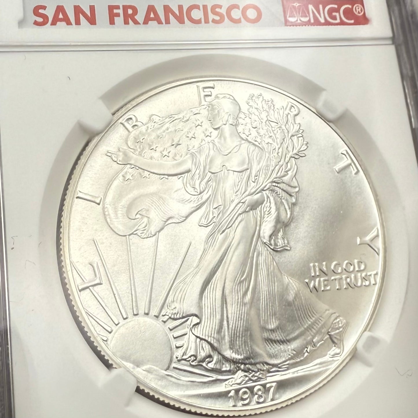 1987 (S) $1 American Silver Eagle NGC MS70 Trolley Label - NGC Label Error One of a Kind (1 of 1)