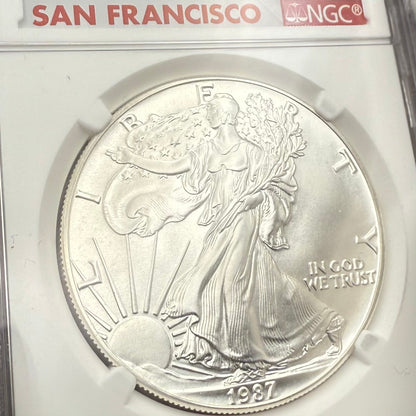 1987 (S) $1 American Silver Eagle NGC MS70 Trolley Label - NGC Label Error One of a Kind (1 of 1)
