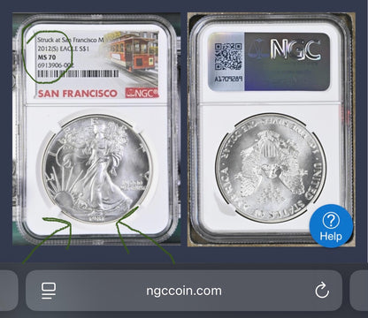 1987 (S) $1 American Silver Eagle NGC MS70 Trolley Label - NGC Label Error One of a Kind (1 of 1)