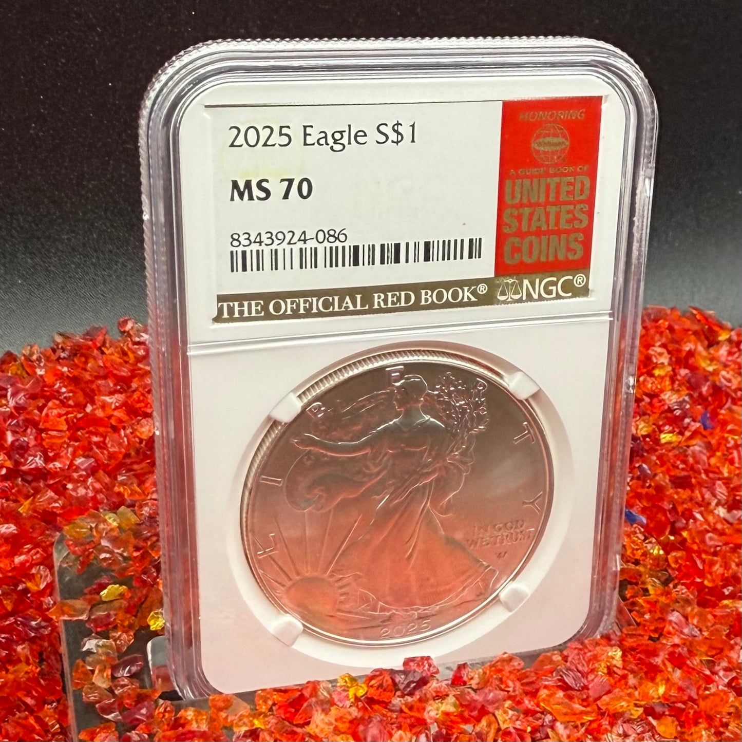2025 $1 American Silver Eagle NGC MS70 Business Strike The Official Red Book Label
