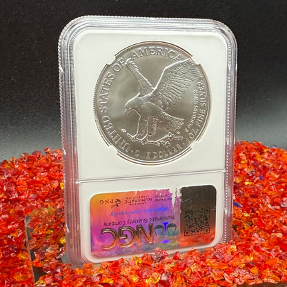 2025 $1 American Silver Eagle NGC MS70 Business Strike The Official Red Book Label