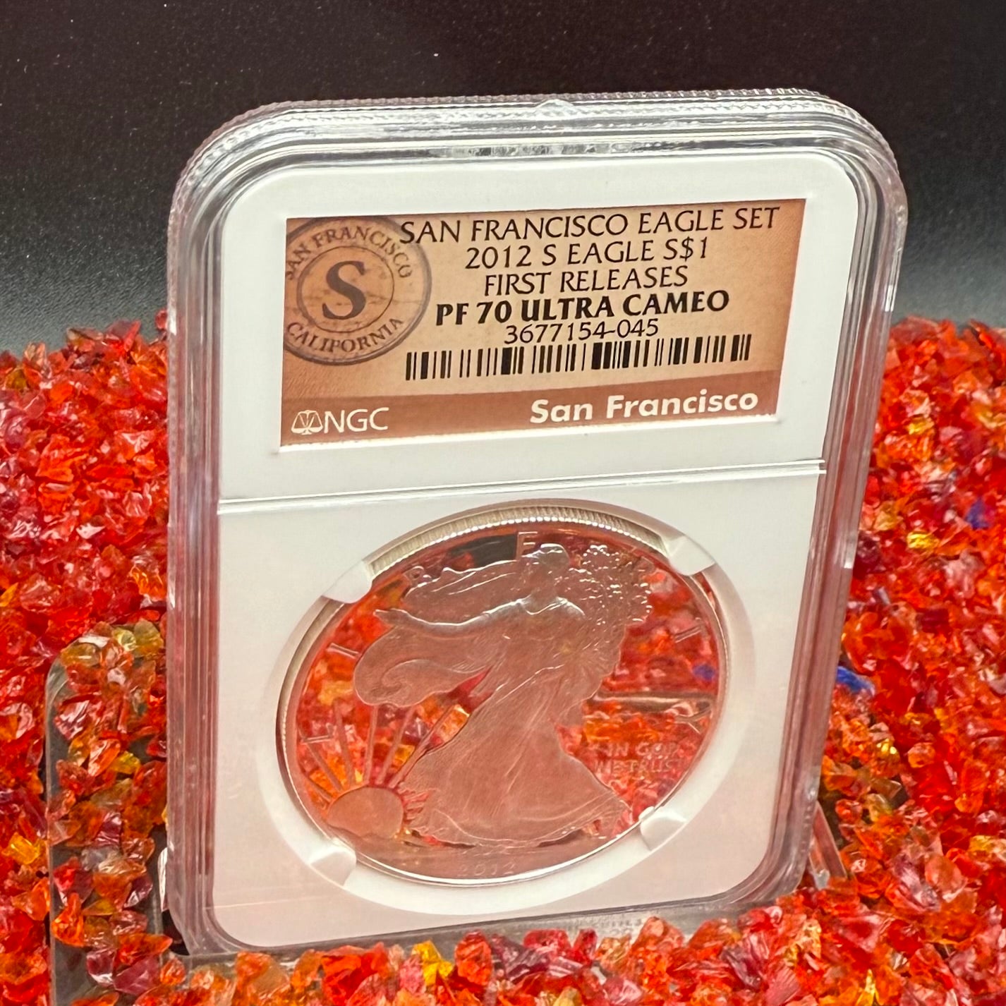 Proof 2012 (S) $1 American Silver Eagle NGC PF70UC First Releases Rare Orange Label (1 of 3,767)