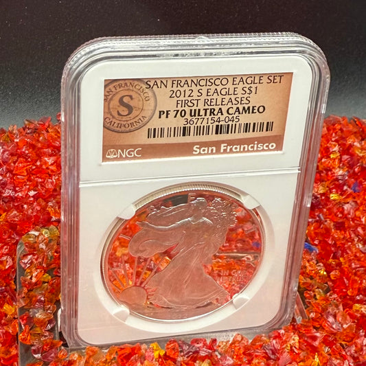 Proof 2012 (S) $1 American Silver Eagle NGC PF70UC First Releases Rare Orange Label (1 of 3,767)
