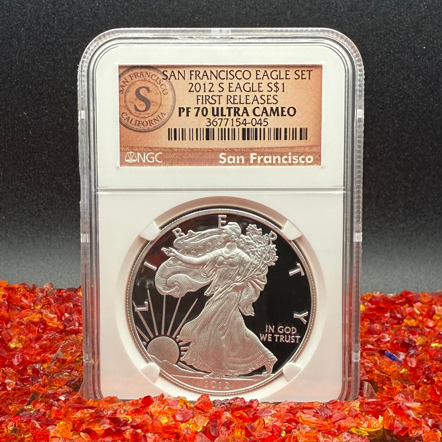 Proof 2012 (S) $1 American Silver Eagle NGC PF70UC First Releases Rare Orange Label (1 of 3,767)