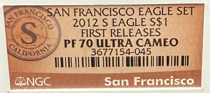 Proof 2012 (S) $1 American Silver Eagle NGC PF70UC First Releases Rare Orange Label (1 of 3,767)