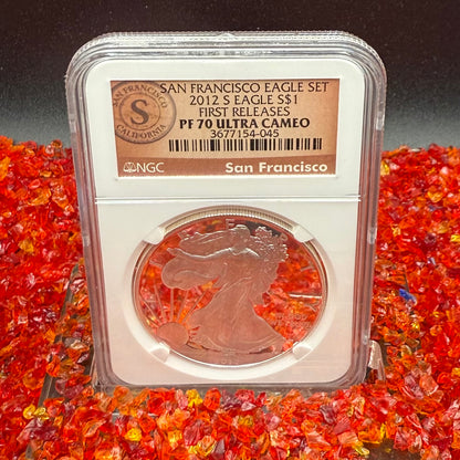 Proof 2012 (S) $1 American Silver Eagle NGC PF70UC First Releases Rare Orange Label (1 of 3,767)