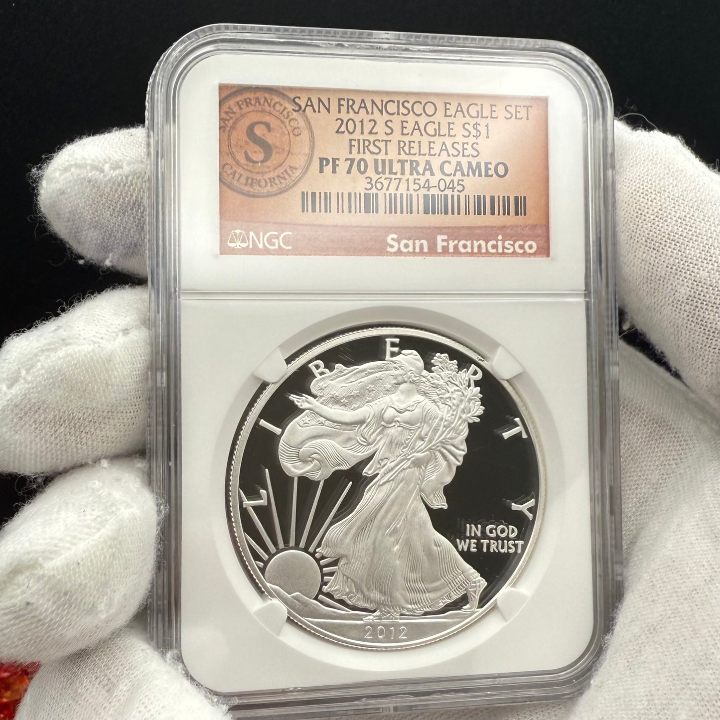 Proof 2012 (S) $1 American Silver Eagle NGC PF70UC First Releases Rare Orange Label (1 of 3,767)