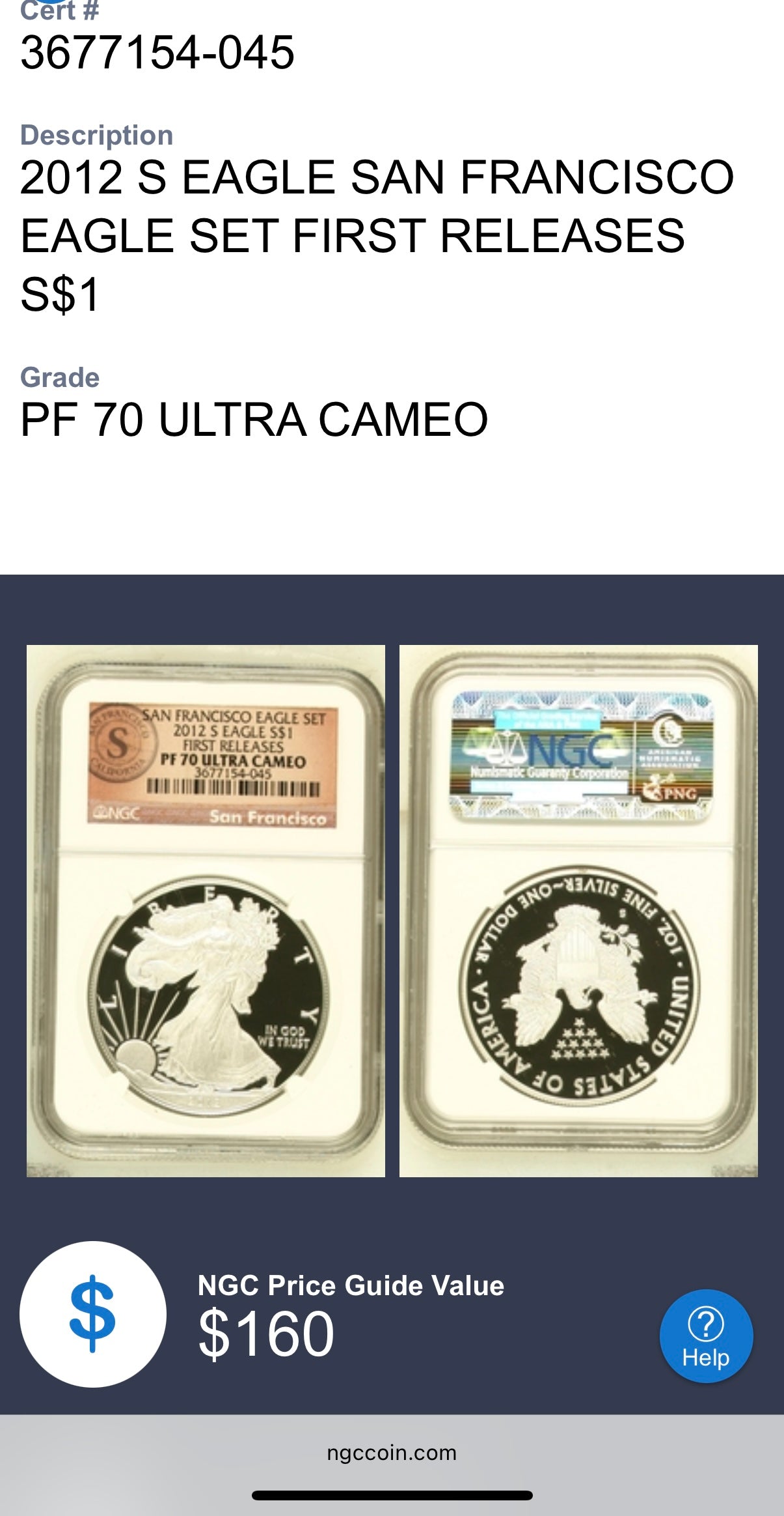 Proof 2012 (S) $1 American Silver Eagle NGC PF70UC First Releases Rare Orange Label (1 of 3,767)