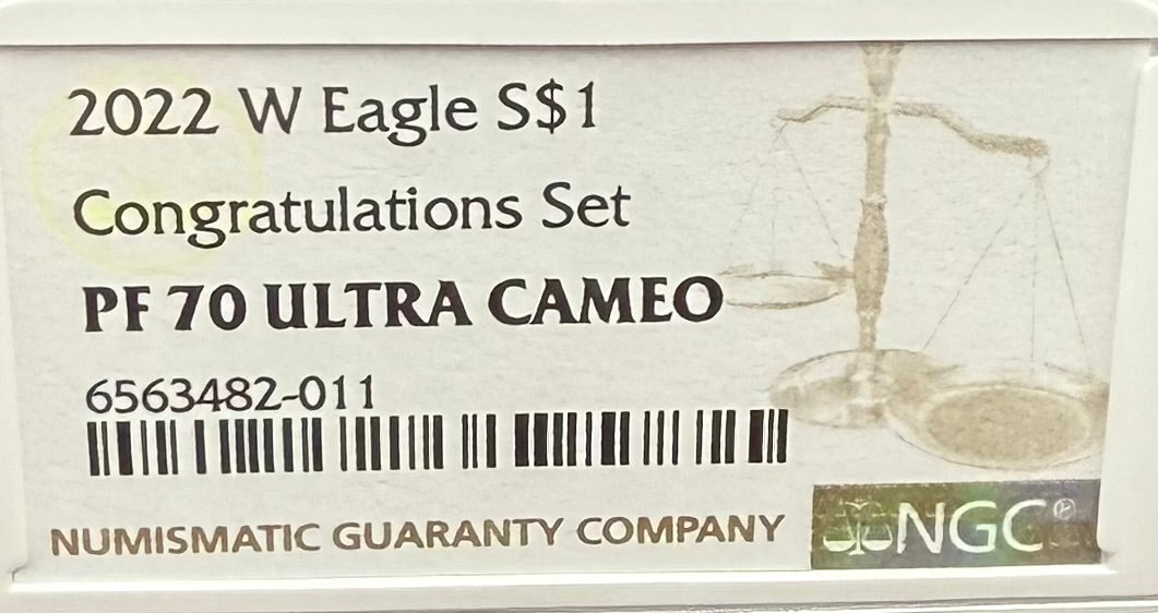 Proof 2022 (W) $1 American Silver Eagle NGC PF70UC Congratulations Set Modern Brown Label Mint Condition (1 of 409)