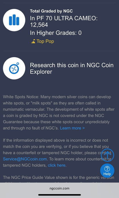 Proof 2016 (W) $1 American Silver Eagle NGC PF70UC Purple Heart Lettered Edge 30th Anniversary Label White Holder