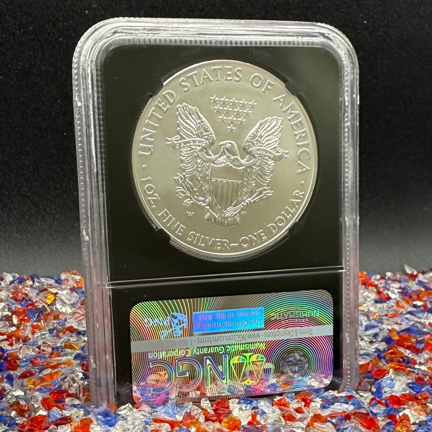 Burnished 2015 (W) $1 American Silver Eagle NGC MS70 Early Releases American Flag Label (1 of 3,674)