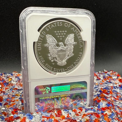Proof 2016 (W) $1 American Silver Eagle NGC PF70UC Purple Heart Lettered Edge 30th Anniversary Label White Holder