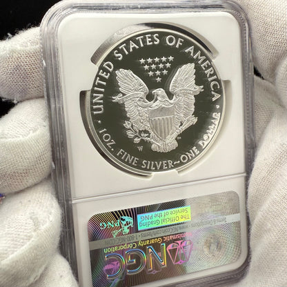 Proof 2016 (W) $1 American Silver Eagle NGC PF70UC Purple Heart Lettered Edge 30th Anniversary Label White Holder