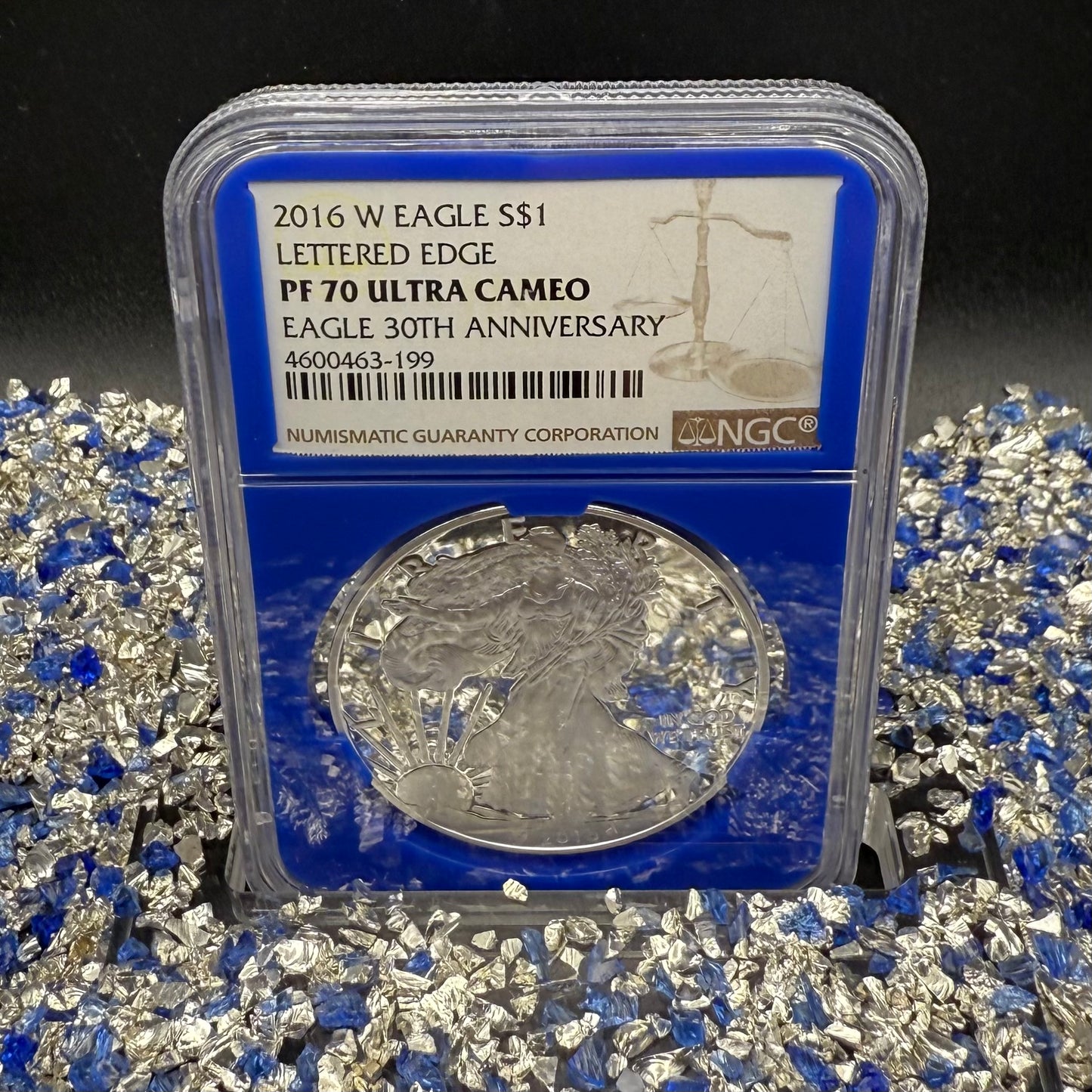 Proof 2016 (W) $1 American Silver Eagle NGC PF70UC Brown Lettered Edge 30th Anniversary Label Rare Blue Holder